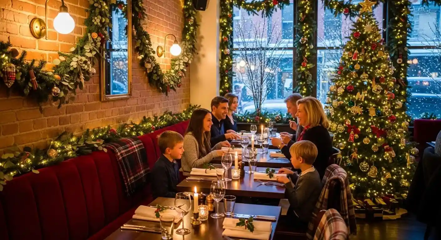 Уютный новогодний ужин в ресторане