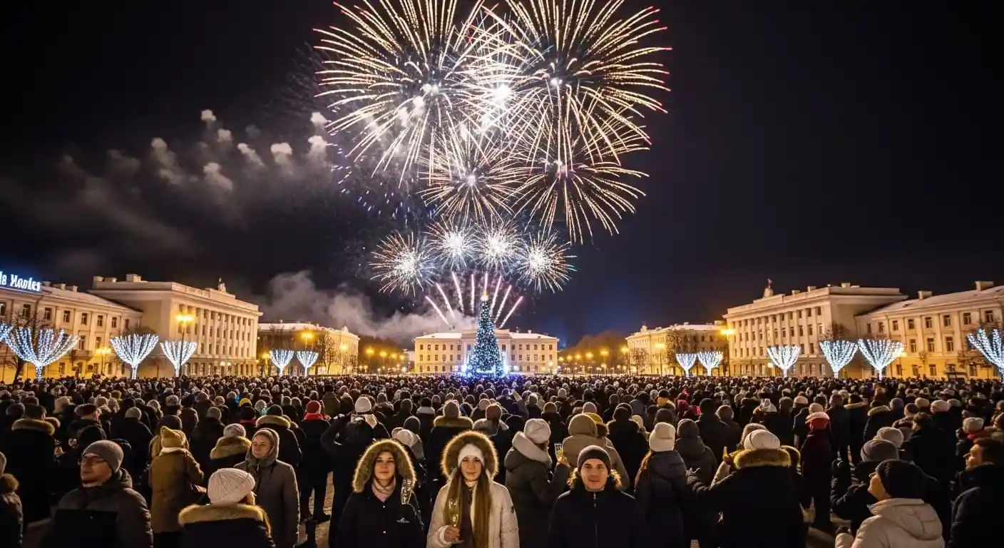Празднование новогодней ночи в Минске